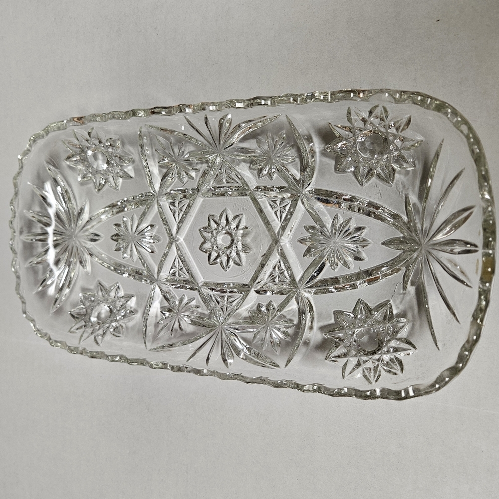 Vintage Anchor Hocking Early‎ American Prescut 12" Serving Dish Clear Glass
